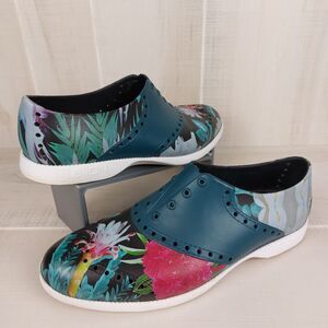Biion Oxford Floral Waterproof Golf Shoes Casual Slip-On Men's 8 Women's 10